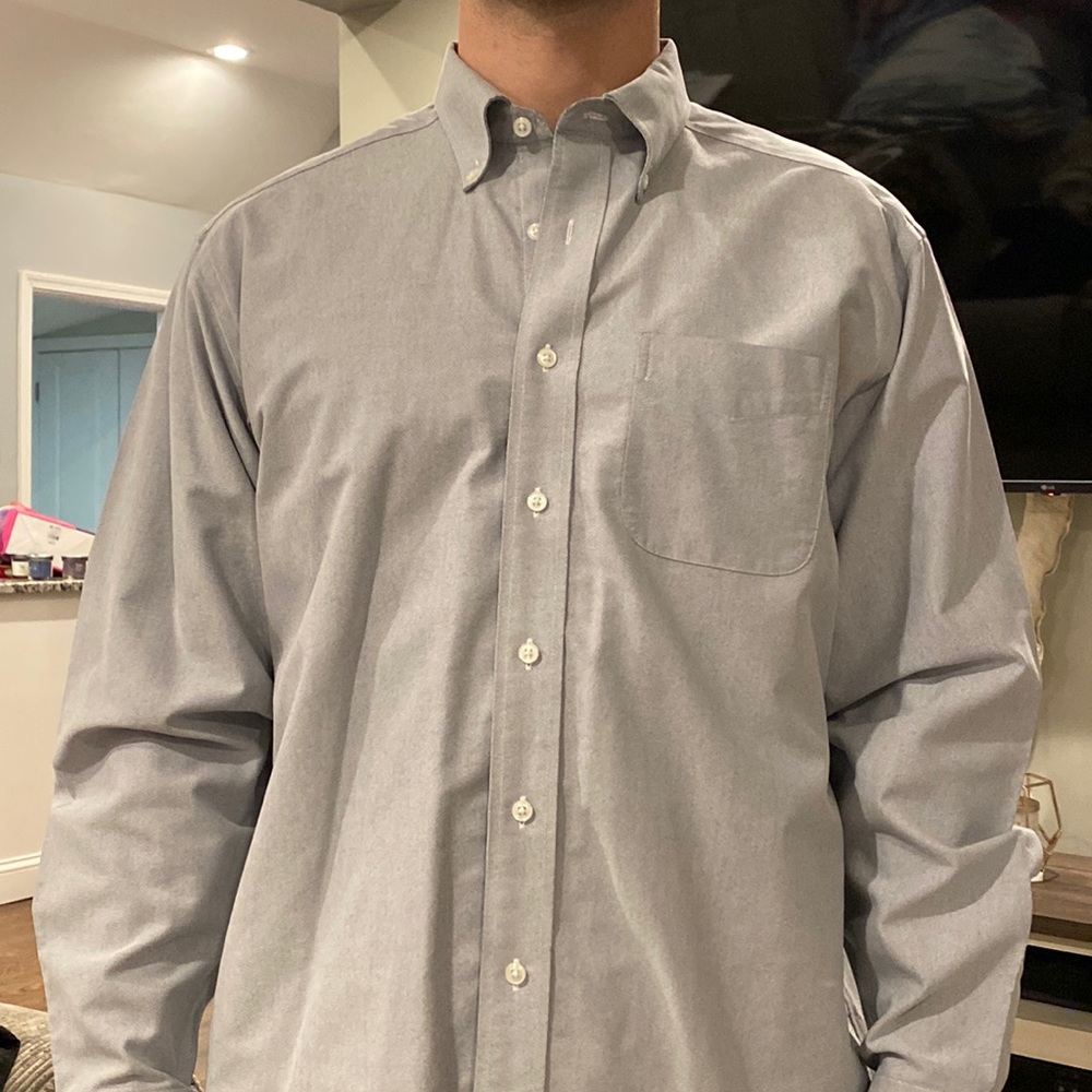 Grey LL Bean button down, wrinkle free shirt